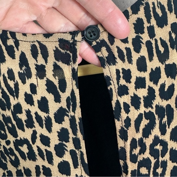 Reformation Leopard Print Gracie Dress Size 12 Ruched Short Sleeves Boho Mini - Picture 9 of 16